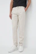 Spodnie męskie - Calvin Klein spodnie męskie kolor beżowy dopasowane - miniaturka - grafika 1