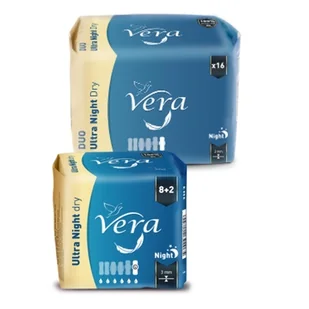 Ultracienkie Podpaski Vera Ultra Night Dry Na noc Super chłonne HURTOWNIA - Podpaski - miniaturka - grafika 1