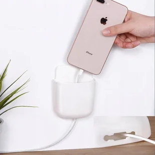 Uchwyt ścienny na telefon z wejściem na kabel Samoprzylepny Biały - Uchwyty samochodowe do telefonów - miniaturka - grafika 1