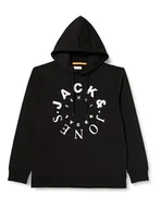 Bluzy męskie - JACK & JONES Męska bluza z kapturem Jjwarrior Sweat Hood Ub, czarny/nadruk: duży, S - miniaturka - grafika 1