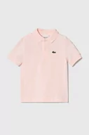 Koszulki dla dziewczynek - Lacoste polo bawełniane kolor różowy z kołnierzykiem - miniaturka - grafika 1