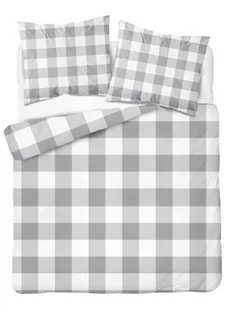 Pościel z bawełny, szaro-biała krata wz.3840a , 160x200 cm, 3 elementy - Pościel - miniaturka - grafika 1