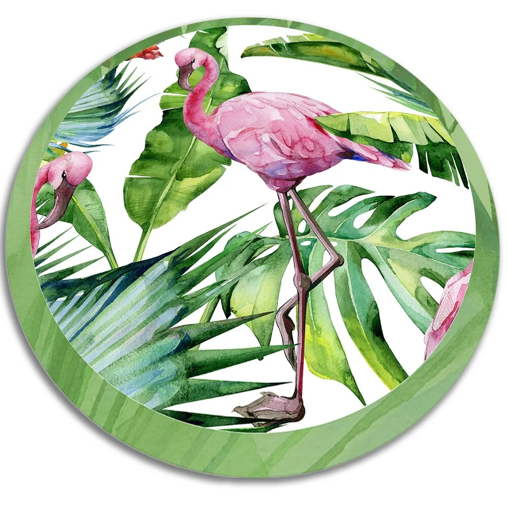Mata winylowa do domu okrągła flamingi fi80 cm