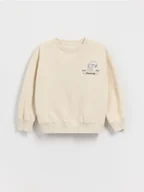 Bluzy dla dziewczynek - Reserved - Bluza z nadrukiem Snoopy - beżowy - miniaturka - grafika 1