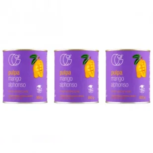 Quality Food Pulpa z mango Alphonso 99,9% mango Zestaw 3 x 850 g - Owoce w puszkach i słoikach - miniaturka - grafika 1