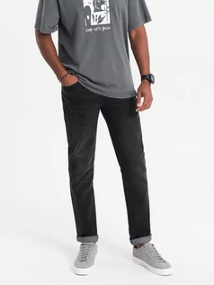 Spodnie męskie - Spodnie męskie jeansowe STRAIGHT LEG - czarne V1 OM-PADP-0133 - grafika 1
