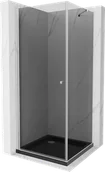 Kabiny prysznicowe - Mexen Pretoria kabina prysznicowa uchylna 80x80 cm, grafit , chrom + brodzik Flat, czarny - 852-080-080-01-40-4070 - miniaturka - grafika 1