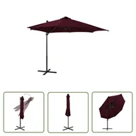Parasole ogrodowe - The Living Store Parasol wiszący z LED i słupkiem - bordowy - 300 cm - Parasol Wiszący - miniaturka - grafika 1