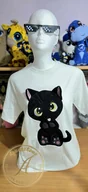Koszulki i topy damskie - T-shirt z aplikacją haftowaną polarową KOT rozm. M - miniaturka - grafika 1