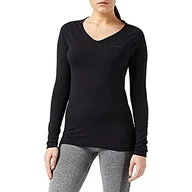 Koszulki i topy damskie - Falke Damska koszulka z długim rękawem, bielizna funkcyjna do jazdy na nartach, oddychająca koszulka funkcyjna z dekoltem w serek, Comfort Fit, 1 opakowanie, czarna (Black 3000), XL 39110 - miniaturka - grafika 1