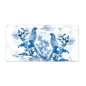 Podkładki na biurko - Mata na blat Ptaki Niebieskie Drzeworyt 90x45 cm - miniaturka - grafika 1