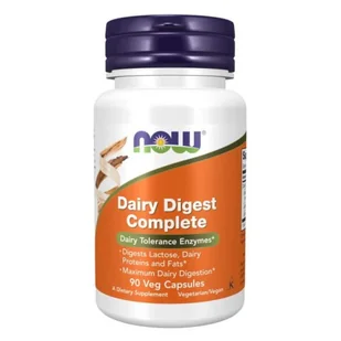 Now® Foods NOW Dairy Digest Complete, enzymy mleczne na nietolerancję laktozy, kapsułki ziołowe 90 - Układ pokarmowy - miniaturka - grafika 1