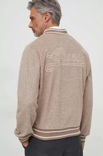 Swetry męskie - Guess sweter męski kolor beżowy - grafika 1
