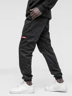 Spodnie męskie - Spodnie Materiałowe Jogger Bojówki Męskie Czarne / Czerwone Jigga Wear Stripe Zip Cargo XXL - miniaturka - grafika 1
