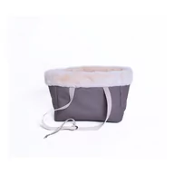 Sprzęt podróżny i transportery dla psów - Brązowy transporter z ekoskóry35x21 cm Snow – Petsy - miniaturka - grafika 1