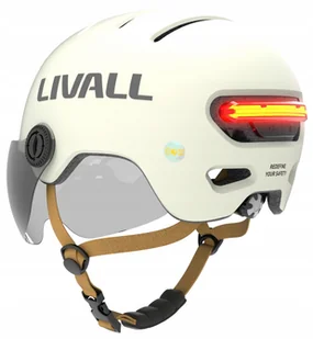 Kask Rowerowy Livall L23 Biały 54-58CM Z Szybką Ochronną Led/sos - Kaski rowerowe - miniaturka - grafika 1