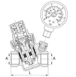 Zawór redukcyjny ciśnienia wody 3/4" z ciśnieniomierzem ART.301-20 DIAMOND - Akcesoria hydrauliczne - miniaturka - grafika 5