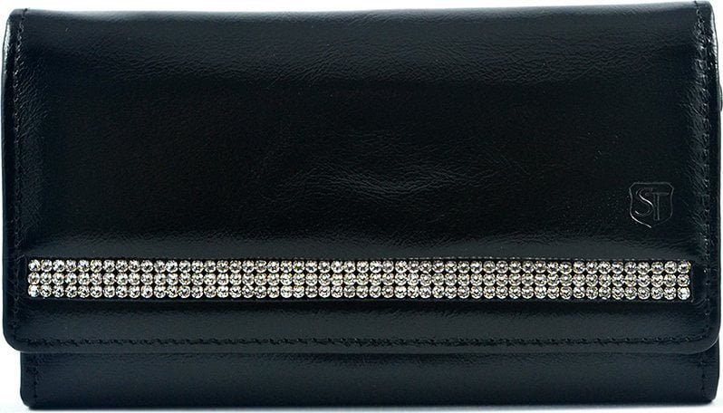Swarovski SV 070 skórzany portfel z kamieniami swarovskiego czarny SV 070