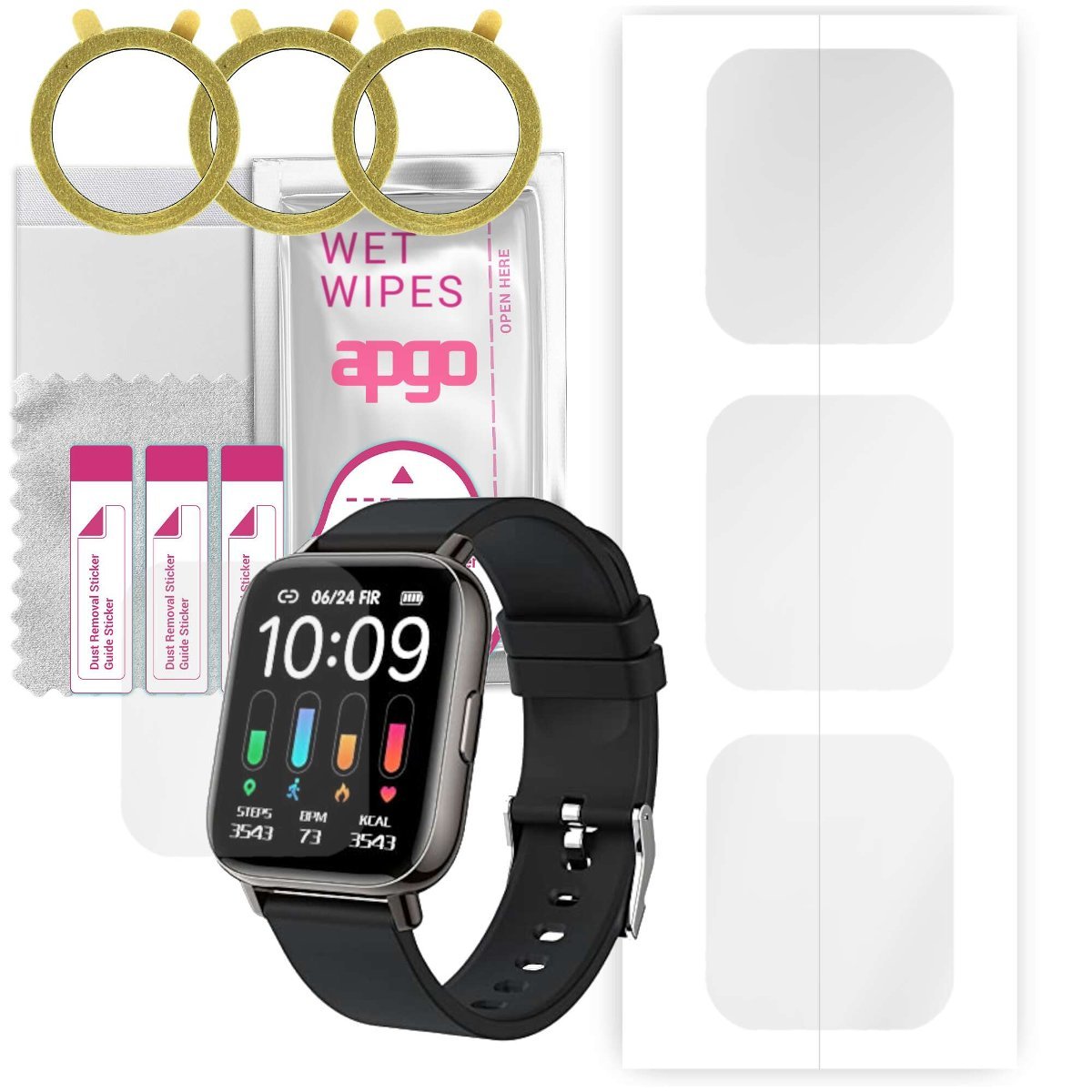 3x Folia hydrożelowa do Nerunsa P32B HD - apgo Smartwatch Hydrogel Protection Ochrona na ekran smartwatcha