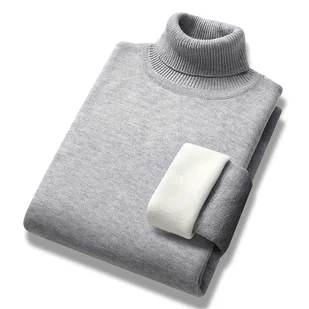 Golf z długim rękawem Podszewka z polaru Sweter męski Jesień Zima Jednolity kolor Zagęszczony ciepły sweter Sweter Szary M - Swetry męskie Golf z długim rękawem Podszewka z polaru Sweter męski Jesień Zima Jednolity kolor Zagęszczony ciepły sweter Sweter Szary M - Swetry męskie - miniaturka - grafika 1