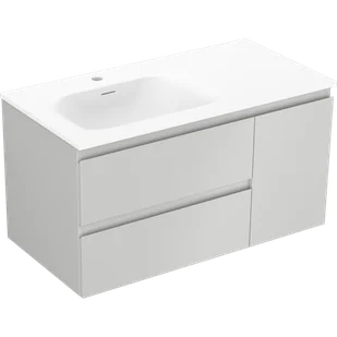 Mexen Orio szafka łazienkowa 90 cm z umywalką Vela lewą, 2S, 1D, szara mat/biała mat - 91A13-09047-3-BBFFF62-W23L01 - Szafki łazienkowe - miniaturka - grafika 1