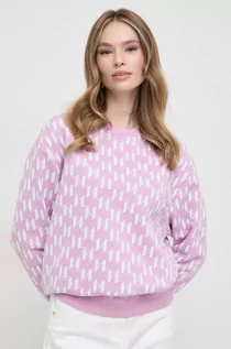 Bluzy damskie - Karl Lagerfeld bluza damska kolor różowy wzorzysta - grafika 1