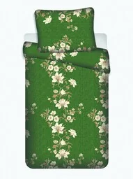 Jerry Fabrics Pościel z mikrofibry 140x200 Correy II zielona kwiaty poszewka 70x90 - Pościel - miniaturka - grafika 1