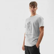 Koszulki sportowe męskie - Męski t-shirt z nadrukiem 4F 4FAW23TTSHM0866 - szary - miniaturka - grafika 1