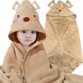 Okrycia kąpielowe dla dzieci - RĘCZNIK KĄPIELOWY OKRYCIE KĄPIELOWE Z KAPTUREM PONCZO 80x80 DLA DZIECI - miniaturka - grafika 1