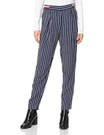 Spodnie damskie - Tommy Hilfiger Damskie spodnie Th Essential Flex Pleated Pullon, Niebieski (paski na pinstripe Cw 460), 34W - miniaturka - grafika 1