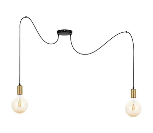 Żyrandol na lince MIROS 2xE27/60W/230V czarny/złoty - Lampy sufitowe - miniaturka - grafika 1