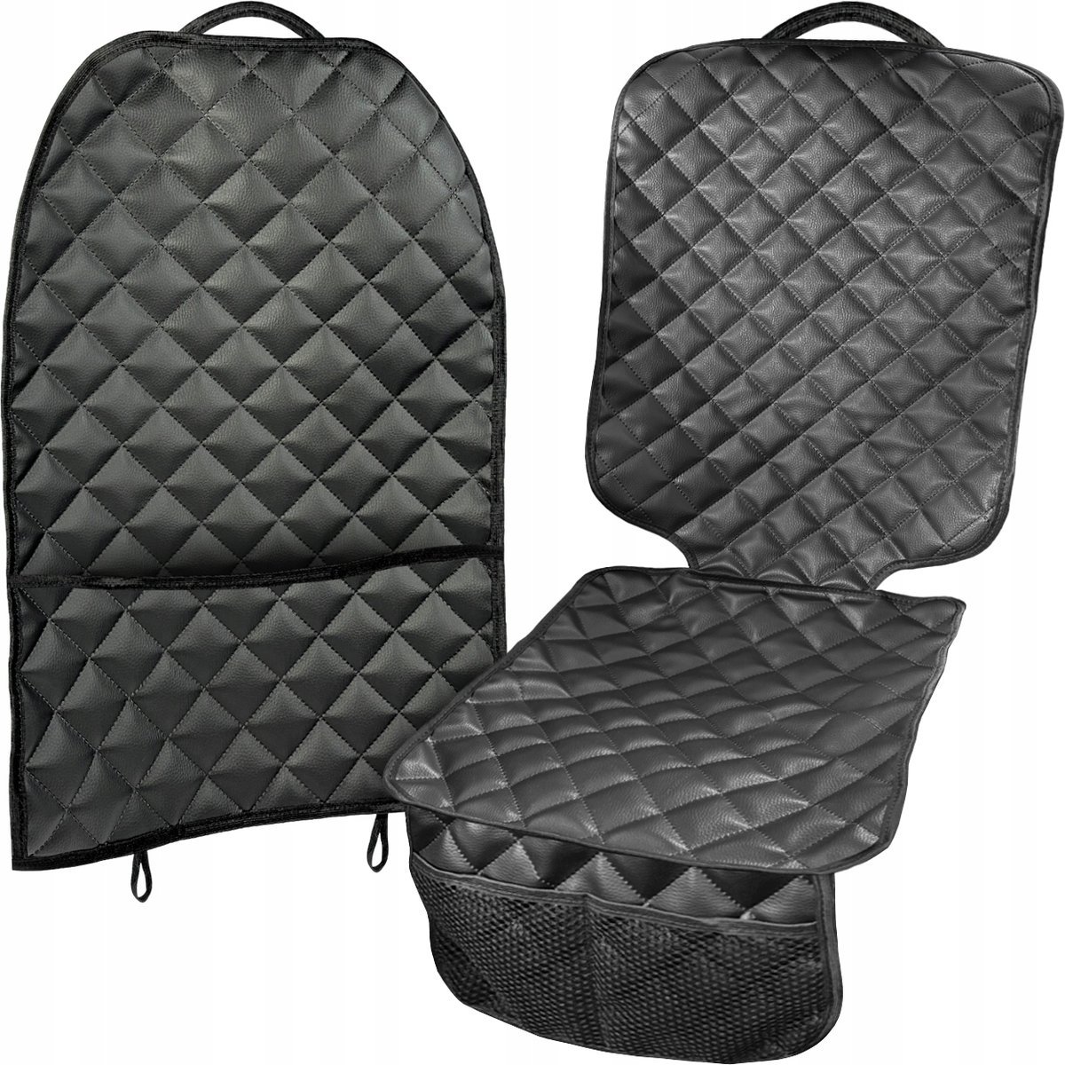 Mata Pod Fotelik Samochodowy Osłona Tyłu Fotela Ekoskóra Wodoodporna Kiesze