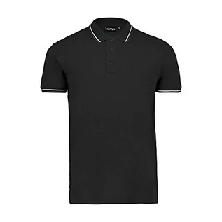 Koszulki męskie - CMP Męska koszulka polo Piquet ze 100% bawełny z paskami czarny czarny 50 39D8367 - grafika 1