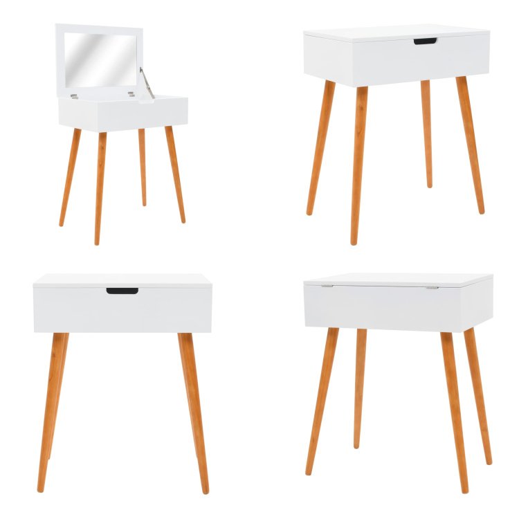 vidaXL Toaletka z lustrem MDF 60 x 40 x 75 cm - Toaletka - Toaletki - Stolik kosmetyczny - Stoliki kosmetyczne