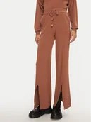 Spodnie damskie - Fracomina Spodnie dzianinowe FJ24WV3004K42001 Brązowy Wide Leg - miniaturka - grafika 1