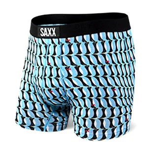 Bokserki męskie wygodne SAXX ULTRA Boxer Brief Fly marsz pingwinów - niebieskie - Majtki męskie - miniaturka - grafika 1
