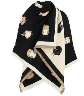 Ciepły szal szalik dwustronny sowy dzianina - Apaszki i szaliki damskie - miniaturka - grafika 1