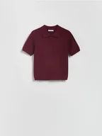 Swetry damskie - Reserved - Sweter z kołnierzykiem polo - bordowy - miniaturka - grafika 1
