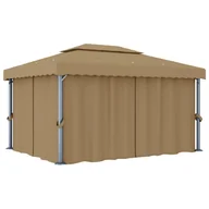 Altany ogrodowe - vidaXL Altana ogrodowa z zasłonami, 4 x 3 m, kolor taupe, aluminium 3067050 - miniaturka - grafika 1