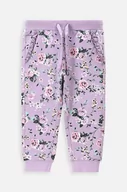 Spodnie i spodenki dla dziewczynek - Coccodrillo spodnie dresowe bawełniane niemowlęce kolor fioletowy wzorzyste - miniaturka - grafika 1