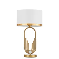Lampy stojące - Zanetti glamour elegancka lampa stolikowa złota z białym abażurem - miniaturka - grafika 1