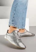 Trampki damskie - Srebrne Tenisówki bez Zdobień z Ekoskóry Verillis - Renee - miniaturka - grafika 1