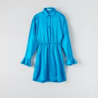 Sukienki - Sinsay - Sukienka mini z bufiastymi rękawami - Turkusowy - miniaturka - grafika 1