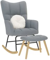 Fotele - vidaXL Fotel bujany z podnóżkiem, jasnoszary, tkanina - miniaturka - grafika 1