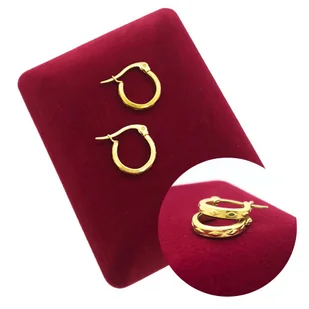 Kolczyki złote kółeczka 15mm - Pozłacana stal chirurgiczna - Kolczyki - miniaturka - grafika 1