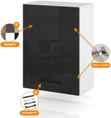 Szafki kuchenne - Szafka Kuchenna Wisząca Klapowa Modułowa 50cm Spremium Czarny Połysk - miniaturka - grafika 1