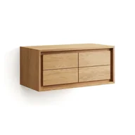 Szafki łazienkowe - Naturalna niska/wisząca szafka pod umywalkę z litego drewna tekowego 90x40 cm Kenta – Kave Home - miniaturka - grafika 1