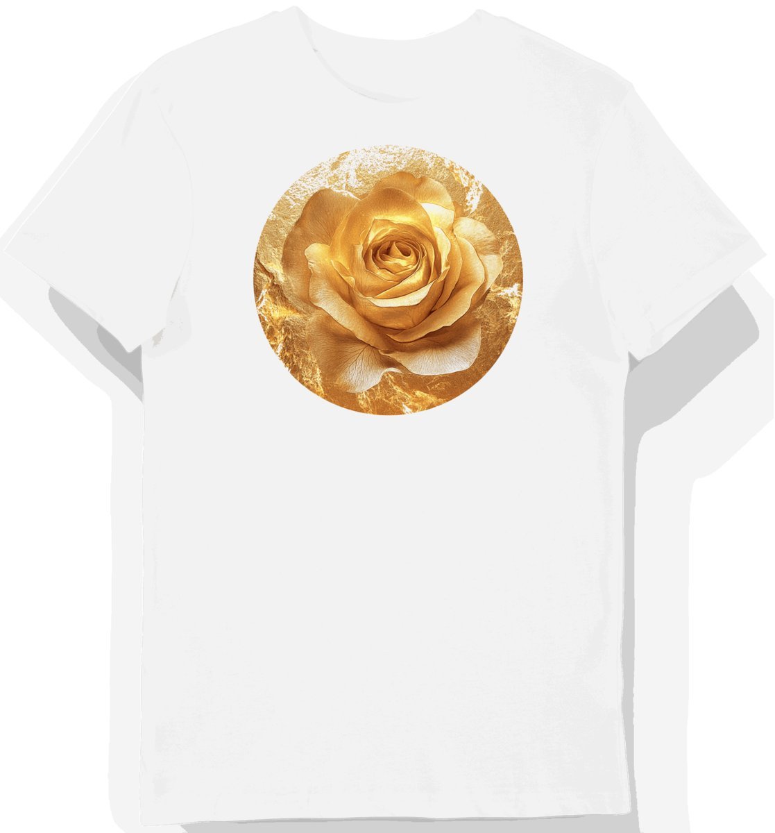 Koszulka męska biała z nadrukiem egzotycznego złotego kwiatu pustynnego L