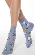 Skarpetki damskie - Skarpetki damskie z myszkami niebieskie Happy, Kolor niebieski-wzór, Rozmiar 36-39, Conte - Intymna - miniaturka - grafika 1