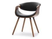 Krzesła - Industrialne Krzesło Z Drewna Giętego Bent Orzech Czarna Ekoskóra - miniaturka - grafika 1